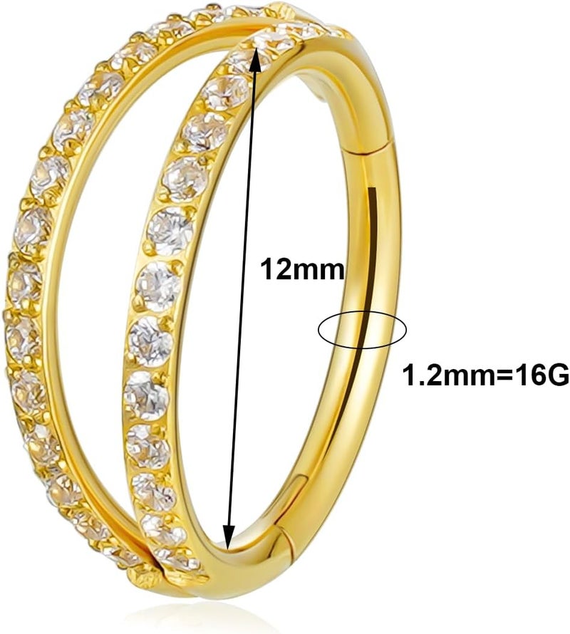 TOMIDES 16G Titanium Cartilage Earring Hoop for Conch Helix Tragus 8mm 10mm 12mm Hypoallergenic Hinged Clicker Nose Rings Septum Piercing Jewelry for Women Men - Image 2
